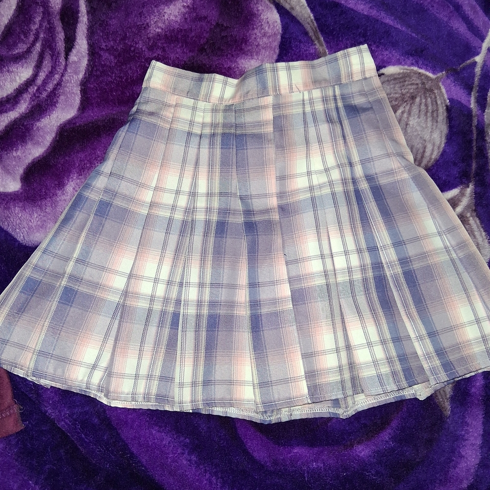 Plaid Pleated Skirt in Purple and Pink